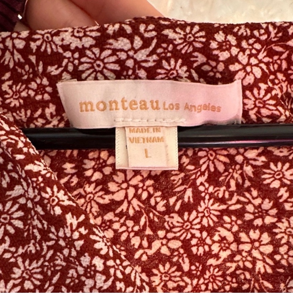 Chic Floral Women's Blouse in Deep Red